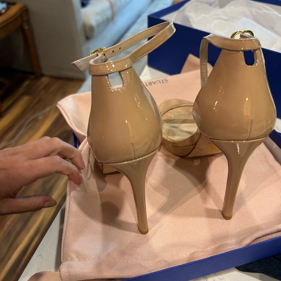 NIB Stuart Weitzman Disco Patent Nude Leather Sandal - Picture 8 of 10